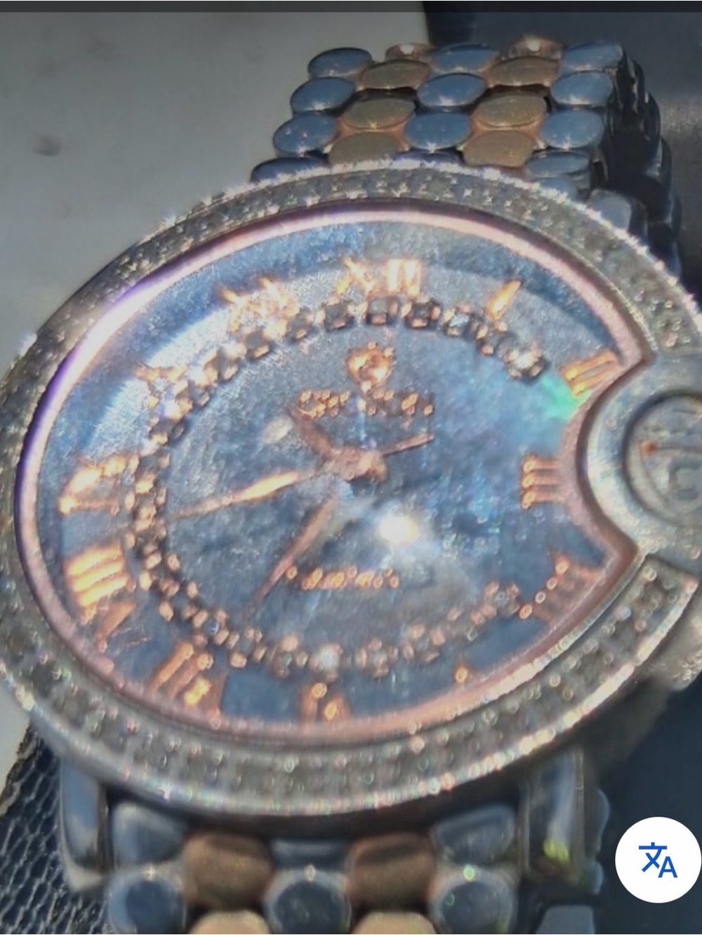 Croton Two-Tone Blue Dial Women's Watch with Crystal Accents